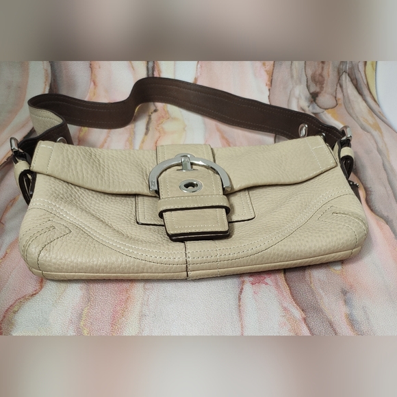 Vintage Coach 3511 Soho Leather Flap Shoulder Bag Ivory - Picture 8 of 14